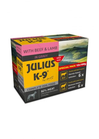 Julius-K9 maaltijdbox is de ideale oplossing voor honden die moeilijk eten. 12 heerlijke 100g zakjes met saus in verschillende smaken!