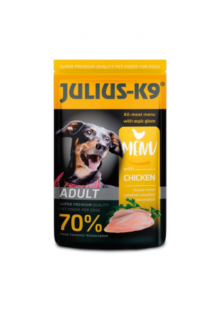 Smakelijke maaltijdzakjes van 125g, perfect voor onderweg of als smaakmaker over de brokken. Gemaakt van 70% vlees waarvan 25% kip.