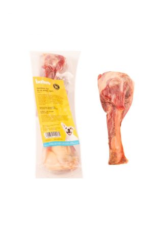 Heerlijk hambeen van 400g in 2 stukken van 15-20cm gezaagd. De perfecte natuurlijke kauwsnack voor uren plezier! Geschikt voor alle middelgrote rassen.
