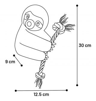 Hondenspeelgoed gemaakt van zachte pluche en een squeaker voor extra speelplezier. Het geknoopte touw geeft het extra uitdaging! 30 x 12,5 x 9cm