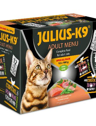Ontdek de ultieme traktatie voor uw kat met de nieuwe Julius-K9 Box. Deze zorgvuldig samengestelde box bevat 12 zakjes van 100 gram premium natvoer, speciaal ontworpen om aan de hoge voedingsbehoeften van uw kat te voldoen. De box biedt een perfecte balans van smaken en voedingsstoffen, waardoor het ideaal is voor een afgewisseld dieet of als aanvulling op de dagelijkse brokken.