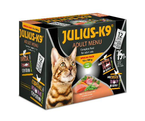 Ontdek de ultieme traktatie voor uw kat met de nieuwe Julius-K9 Box. Deze zorgvuldig samengestelde box bevat 12 zakjes van 100 gram premium natvoer, speciaal ontworpen om aan de hoge voedingsbehoeften van uw kat te voldoen. De box biedt een perfecte balans van smaken en voedingsstoffen, waardoor het ideaal is voor een afgewisseld dieet of als aanvulling op de dagelijkse brokken.