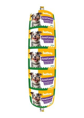 De maaltijdworst biedt een complete, glutenvrije en natuurlijk voeding. Mono-proteïne voor gevoelige honden. Beschikbaar in 400g en 800g.