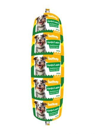 De maaltijdworst met konijn biedt een complete, glutenvrije en natuurlijk voeding. Mono-proteïne voor gevoelige honden. Beschikbaar in 400g en 800g