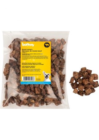 De runderlong blokjes zijn natuurlijke snacks met een grootte van ong. 1,5cm in kubusvorm met een luchtige, poreuze textuur. Perfect voor trainingen!