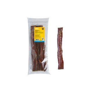 De runderslokdarm van 40cm is de ideale natuurlijke snack voor middelgrote tot grote hondenrassen. Verpakt in een hersluitbare zak van 250g.