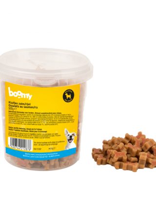 Deze zachte kluifjes met zalmsmaak zijn de ideale beloning voor jouw viervoeter! Met hun grootte van 2,5cm zijn ze geschikt voor alle rassen.