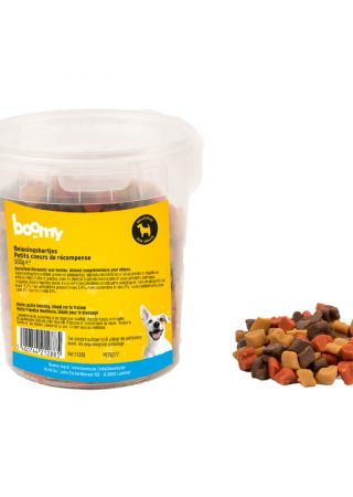 Deze kluifjes in de vorm van schattige hartjes van 1cm zijn de ideale beloning voor jouw pups of kleine hond! Verpakt in handige hersluitbare emmer van 500g