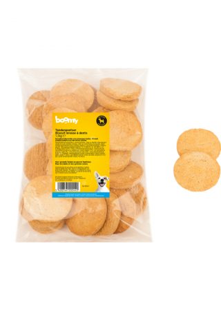De krokante tandenpoetser helpen jouw hond zijn gebit proper te houden. Daarnaast is het een heerlijke biscuit van 8cm in diameter, perfect als snack!