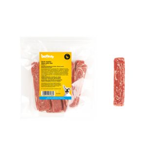 De eend strips met kabeljauw zijn zachte strookjes van 3 x 13cm gemaakt uit hoogwaardige eend en kabeljauw. Per 500g in hersluitbare verpakking verpakt.