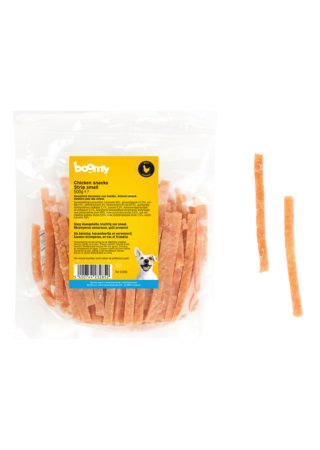 Deze heerlijke kip strookjes van 11cm zijn gezonde en malse snacks voor kleine tot middelgrote honden. Verpakt per 500g in hersluitbare verpakking.
