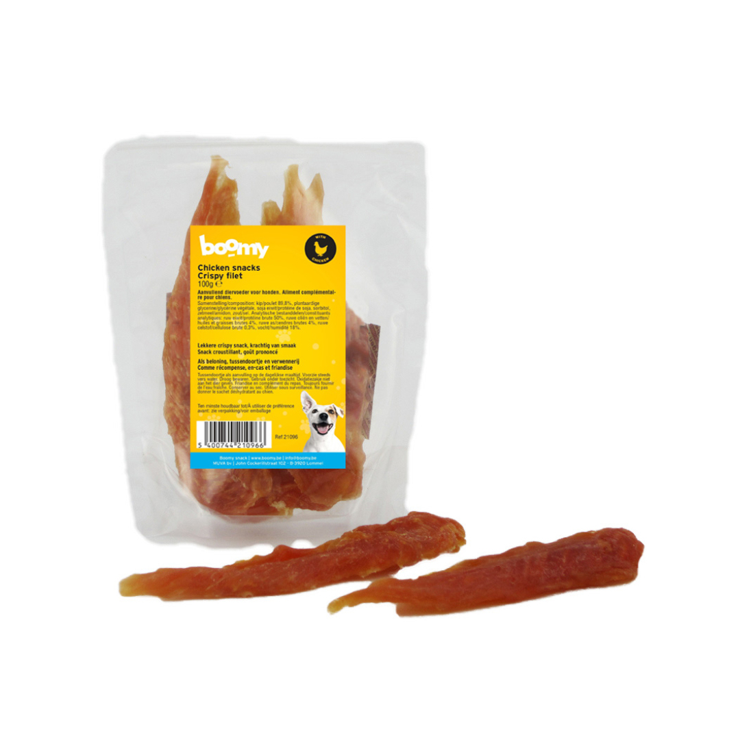 Deze heerlijke kipfilet is de perfecte beloning voor jouw hond, ongeacht de leeftijd of ras. Verpakt in een hersluitbare verpakking van 100g.