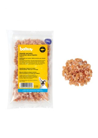 Deze gepelde en gedroogde garnalen zijn een kleine maar geurrijke snack voor honden. Ideaal voor op de hondenschool of gewoon als smakelijk tussendoortje.