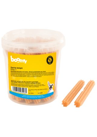 De dental delight sticks zijn heerlijke kauwstaven van 12cm die helpen het gebit van jouw hond te reinigen. Verpakt in handige hersluitbare emmer van 650g.