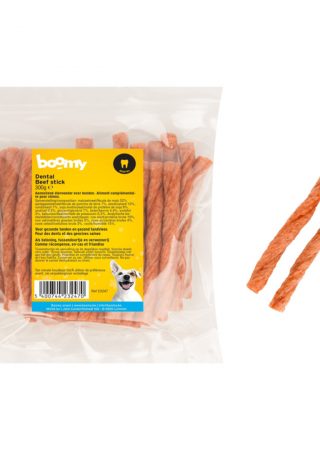 De geribbelde structuur van de dental sticks helpt bij het verminderen van tandplak en tandsteen op een natuurlijke manier. Voor kleine en grote honden.
