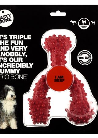 De Trio Bone is gemaakt van 100% zuiver nylon en natuurlijke aroma's. Een extreem hard bot geschikt voor uren kauwplezier! Met natuurlijke aroma van rund.